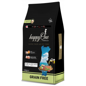Средиземноморска храна HappyOne MEDITERRANEUM Puppy - Junior за подрастващи кученца от всички породи с пилешко месо, сардини, зехтин, яйца и нар